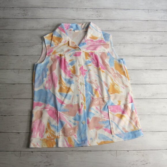 Vintage Women's Sleeveless Tunic Smock Top Size 38 L XL MCM Front Pockets USA - Picture 1 of 6